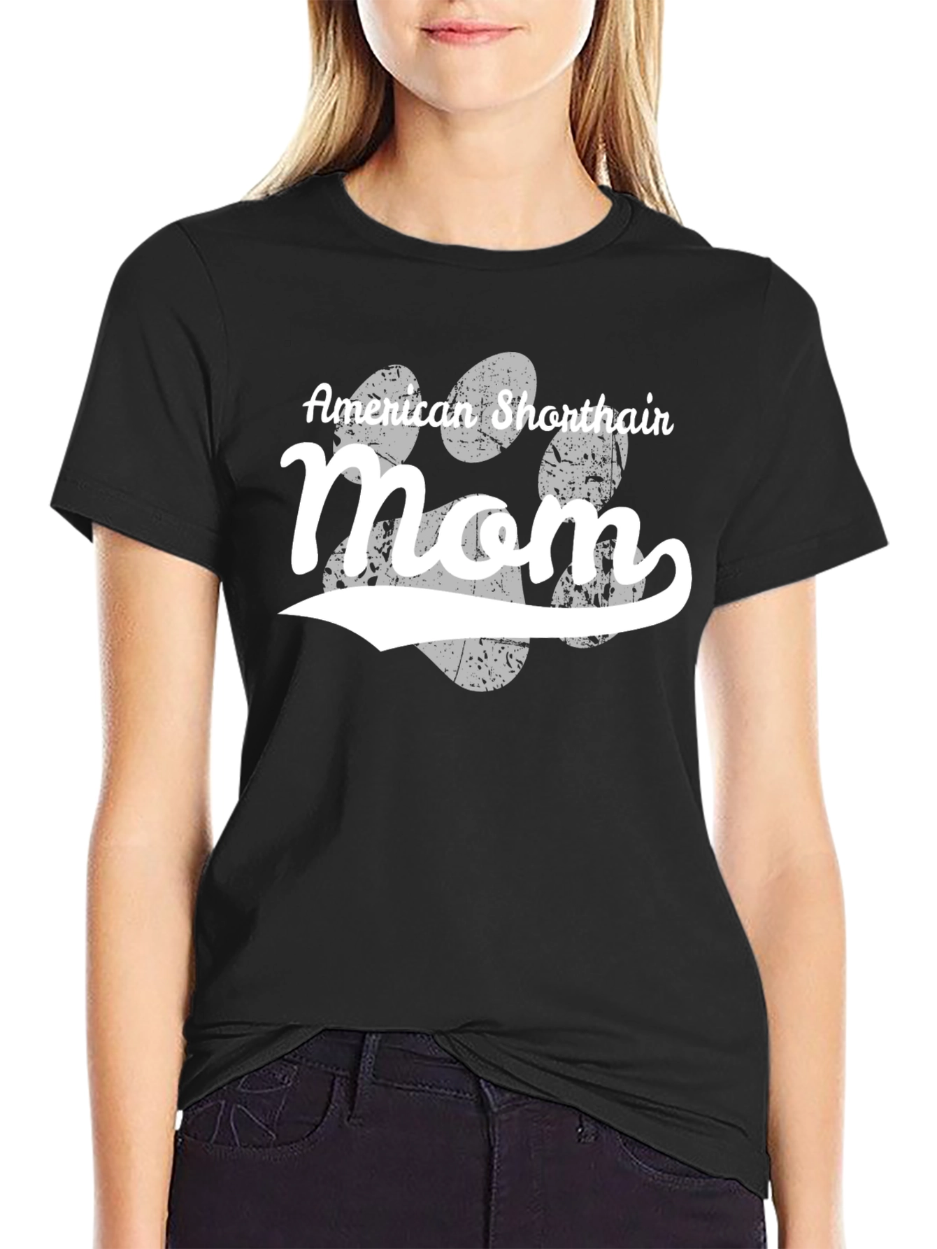 American Shorthair Mom T-Shirt - Black