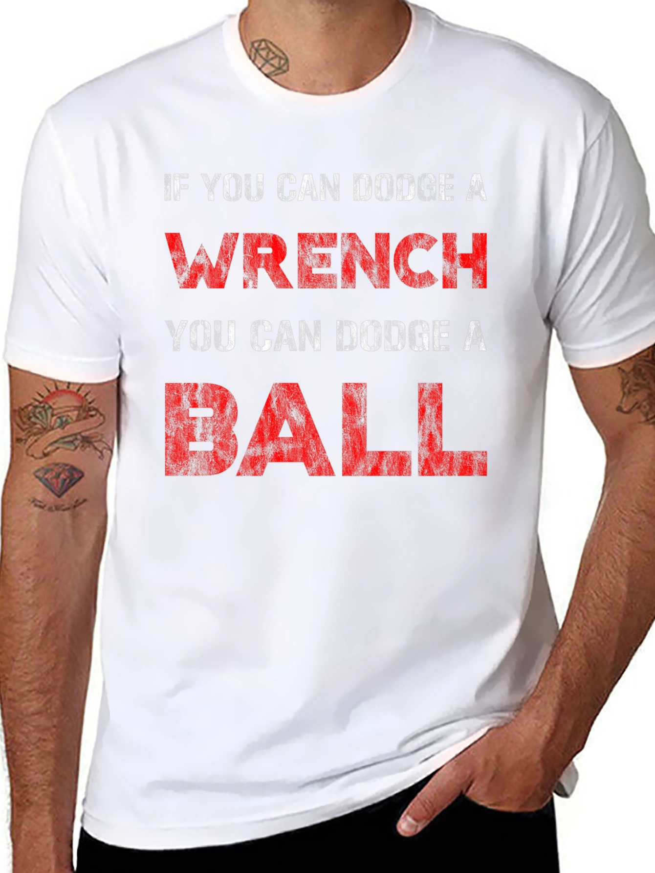 Dodge A Wrench Funny Graphic T-Shirt