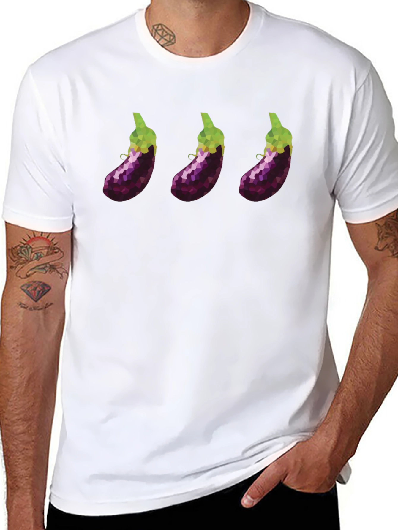 Eggplant Trio T-Shirt - Modern Graphic Tee