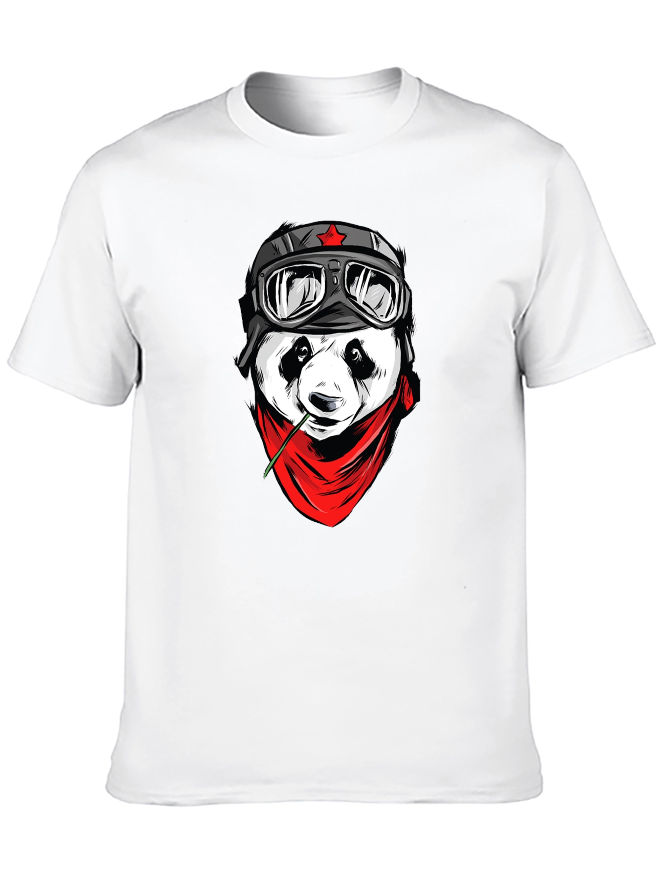 Cool Panda Biker Graphic T-Shirt - Black