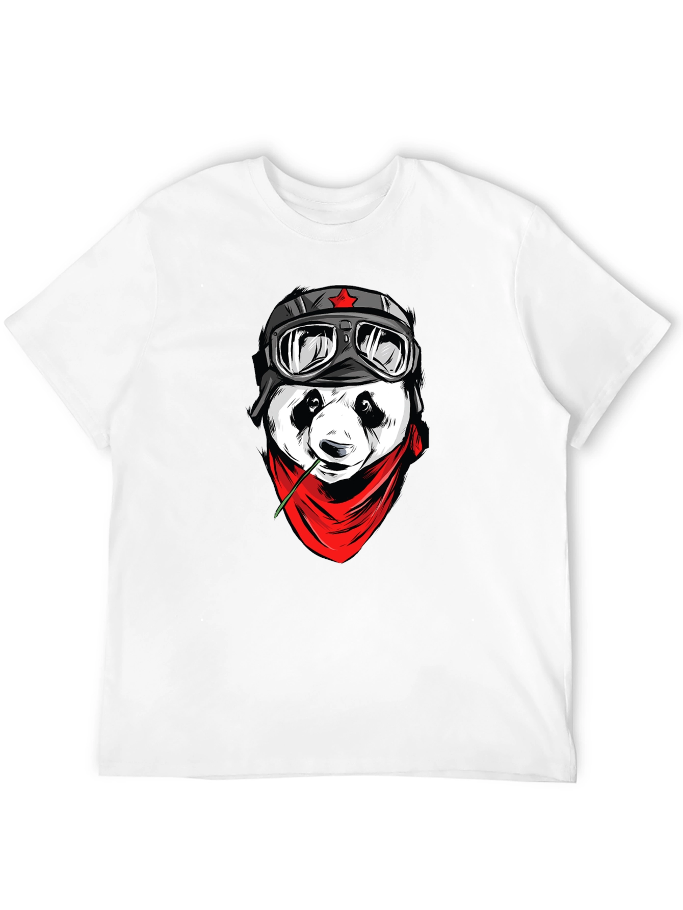 Cool Panda Biker Graphic T-Shirt - Black