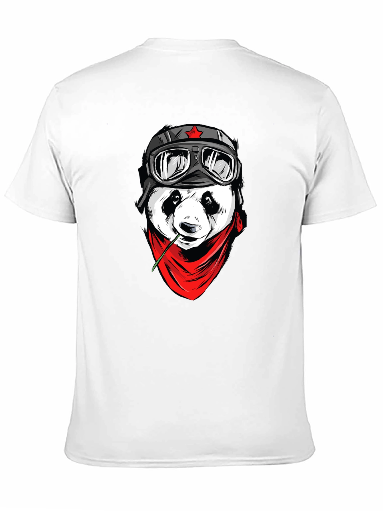 Cool Panda Biker Graphic T-Shirt - Black