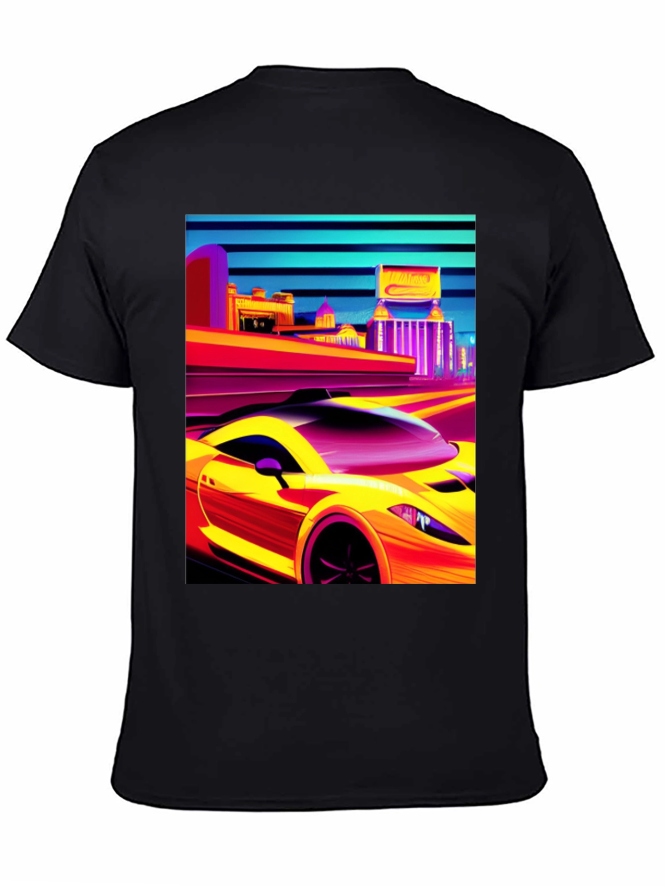 Retro City Car Graphic Tee - Mens Black T-Shirt