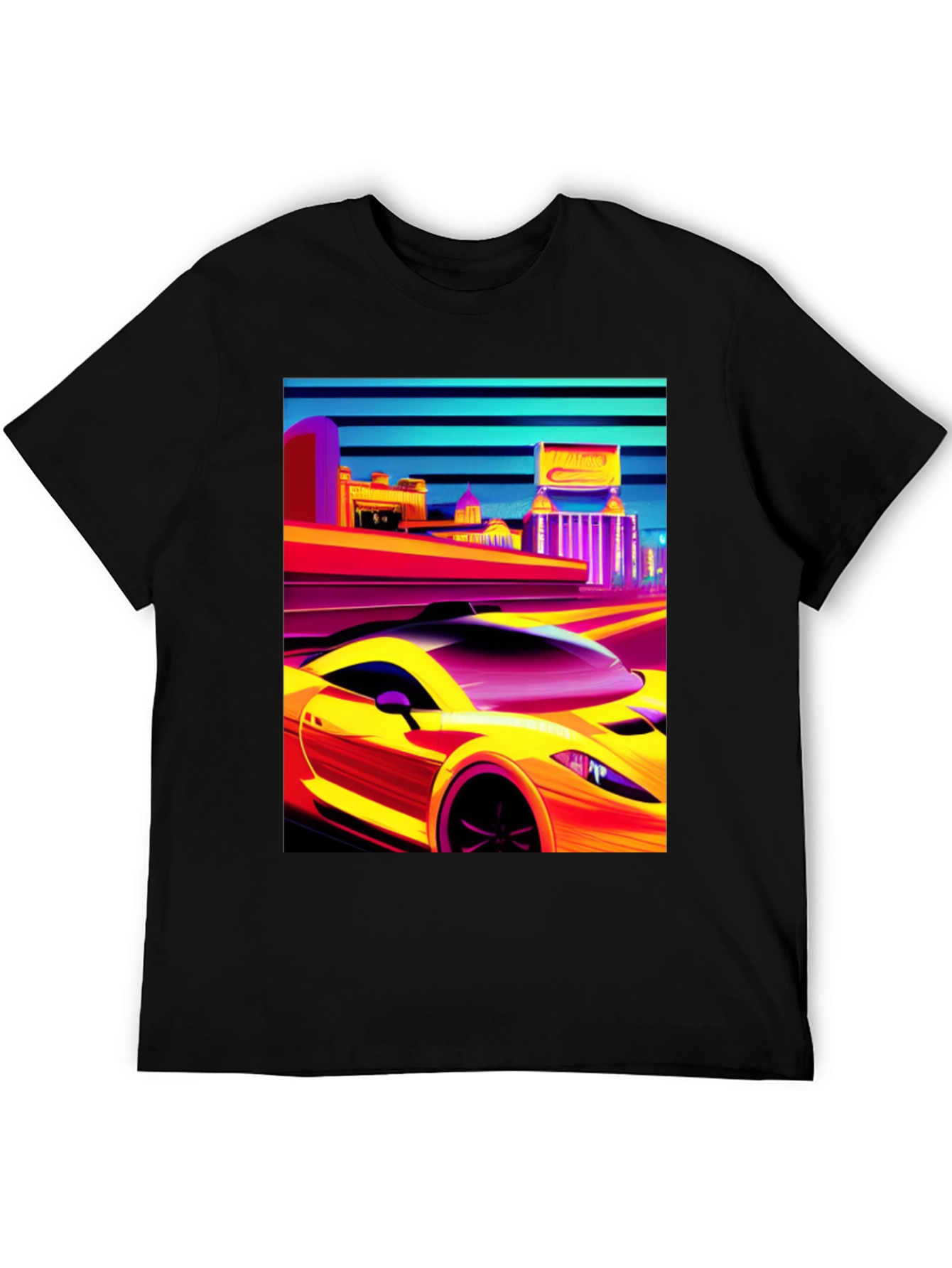 Retro City Car Graphic Tee - Mens Black T-Shirt