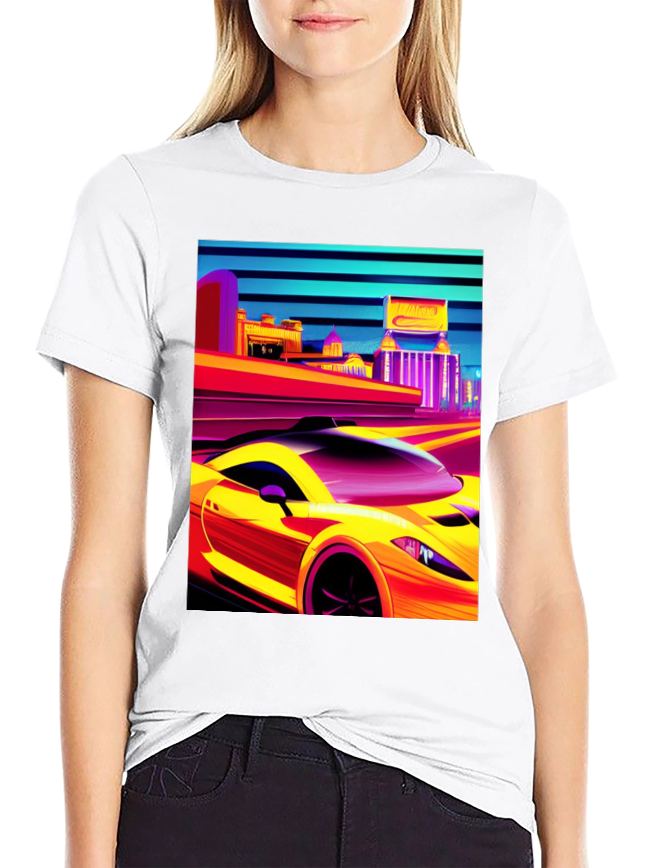 Retro City Car Graphic Tee - Mens Black T-Shirt