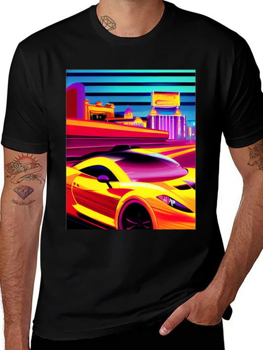 Retro City Car Graphic Tee - Mens Black T-Shirt