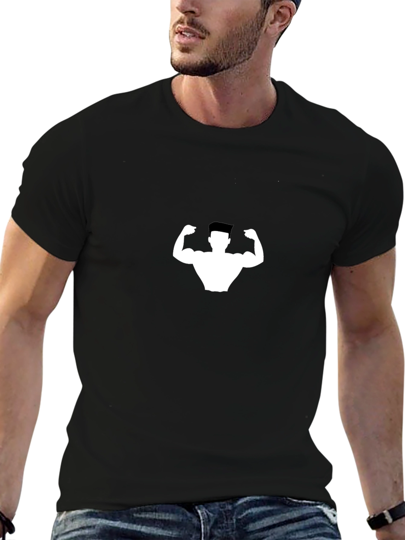 Black Graphic Tee - Bodybuilding Silhouette