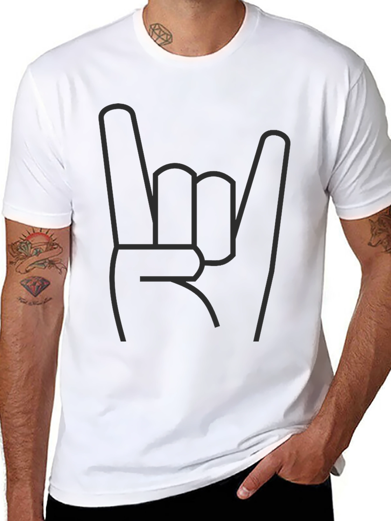 Rock On Hand Sign Black T-Shirt