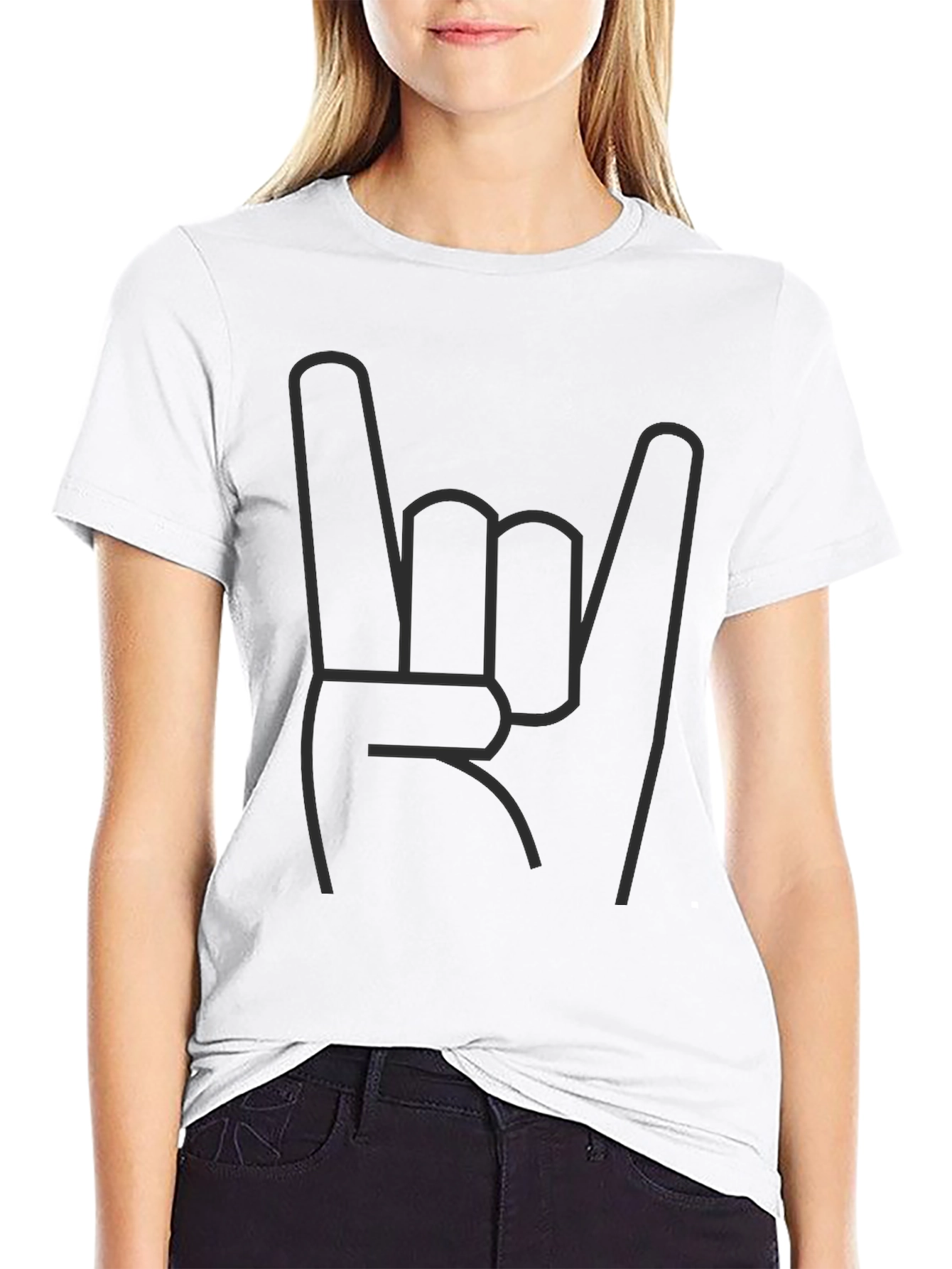 Rock On Hand Sign Black T-Shirt