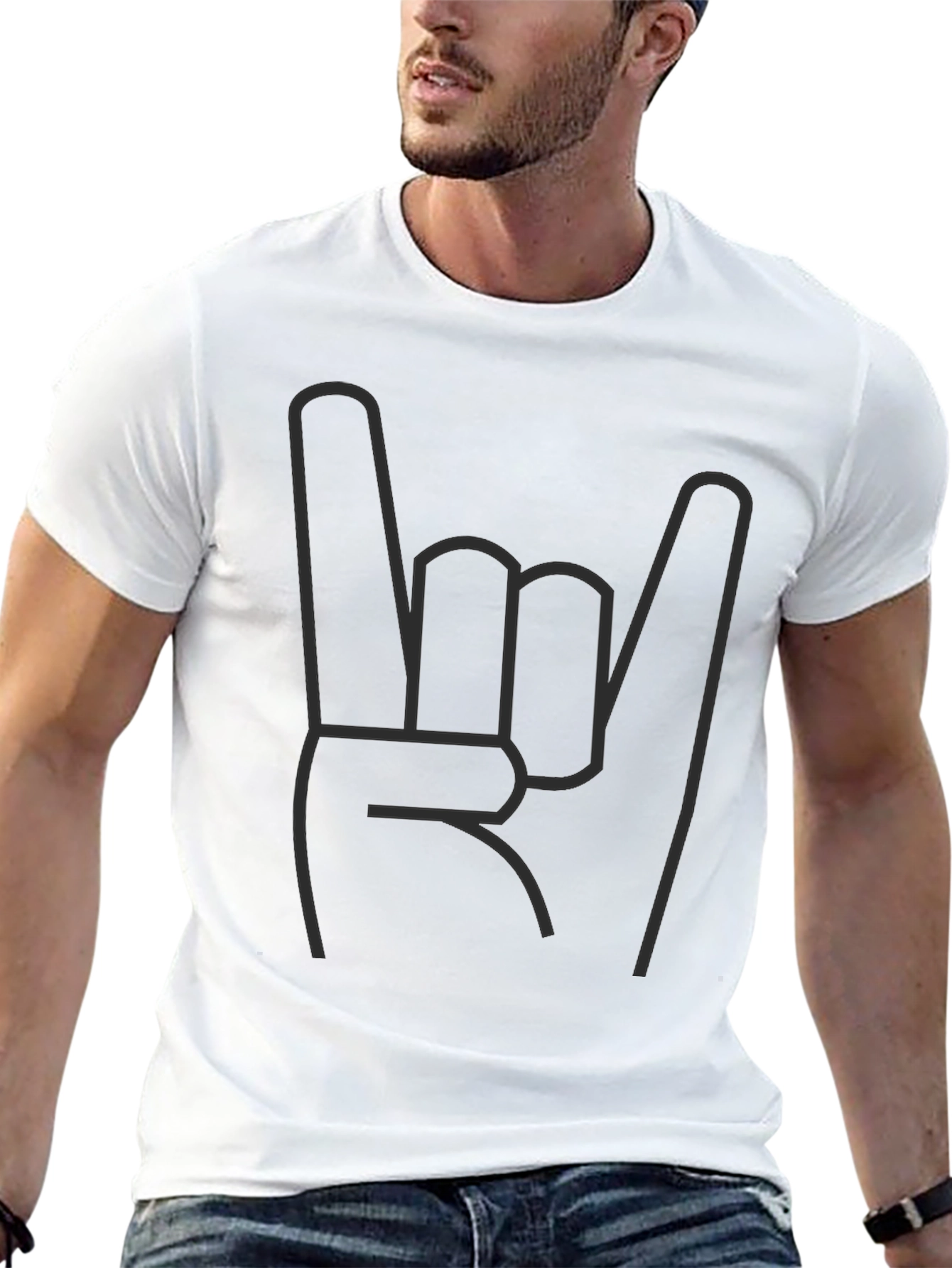Rock On Hand Sign Black T-Shirt