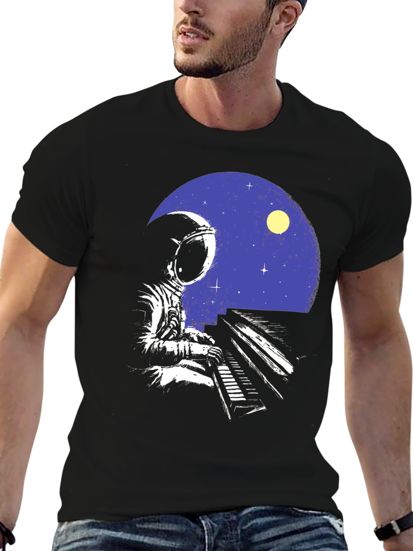 Astronaut Piano Player Graphic T-Shirt