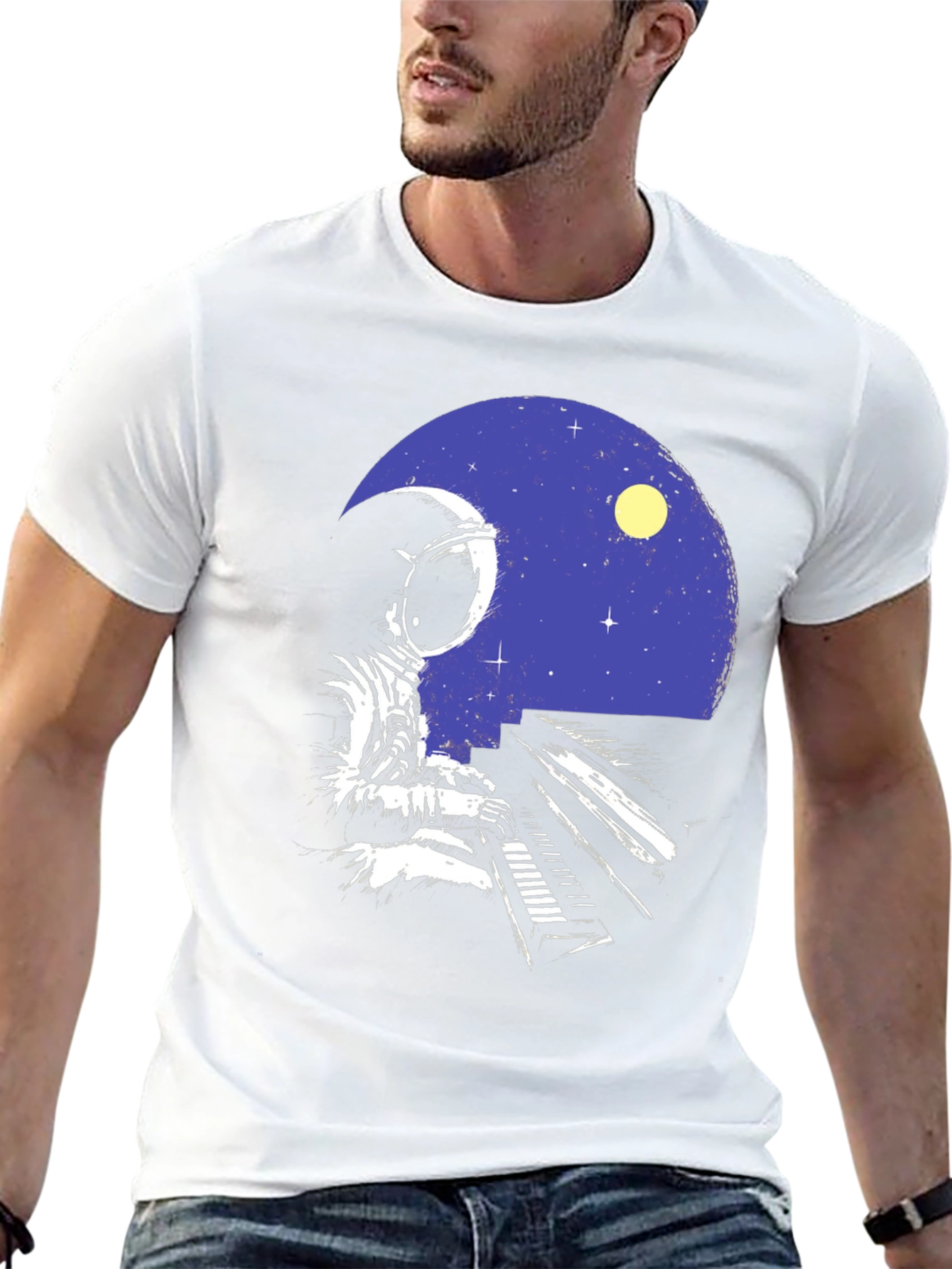Astronaut Piano Player Graphic T-Shirt