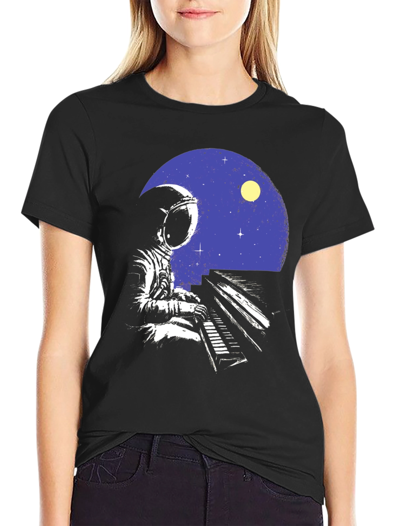 Astronaut Piano Player Graphic T-Shirt