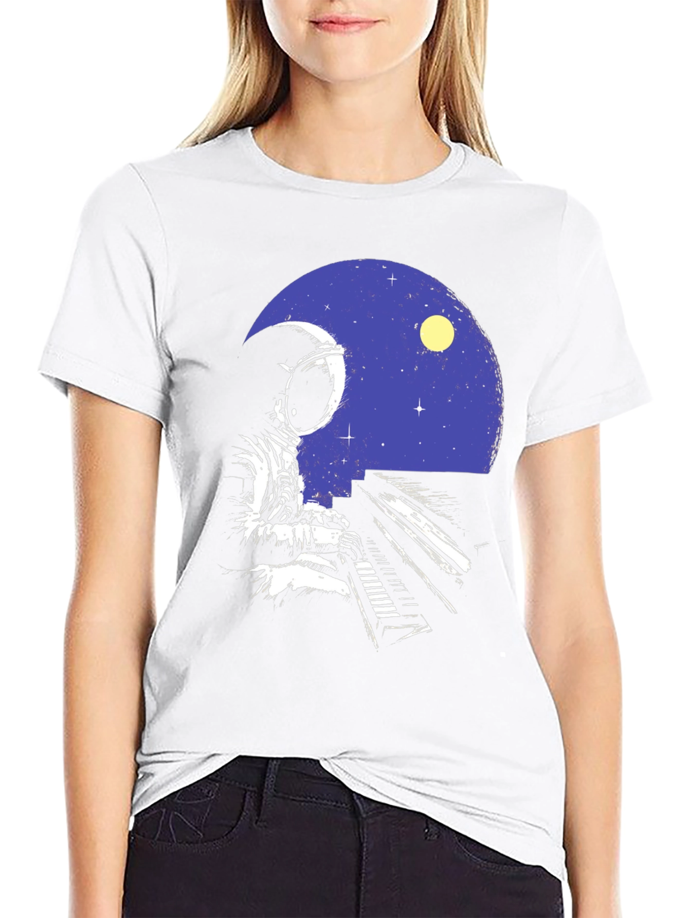Astronaut Piano Player Graphic T-Shirt