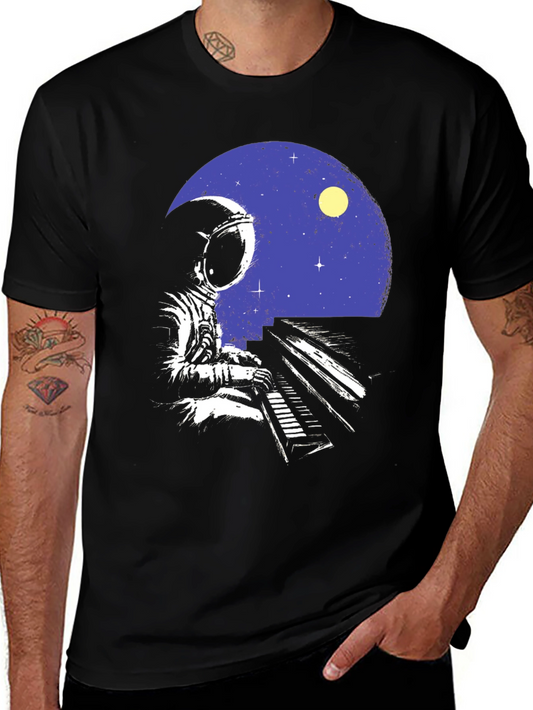 Astronaut Piano Player Graphic T-Shirt