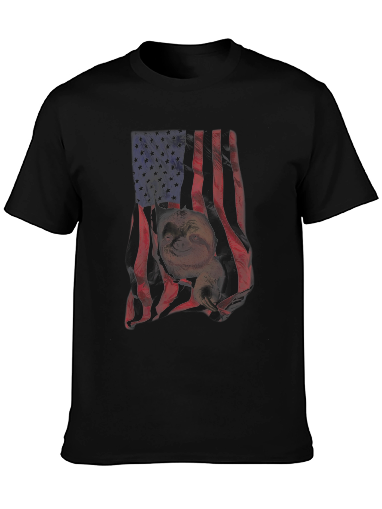 Sloth American Flag Graphic T-Shirt