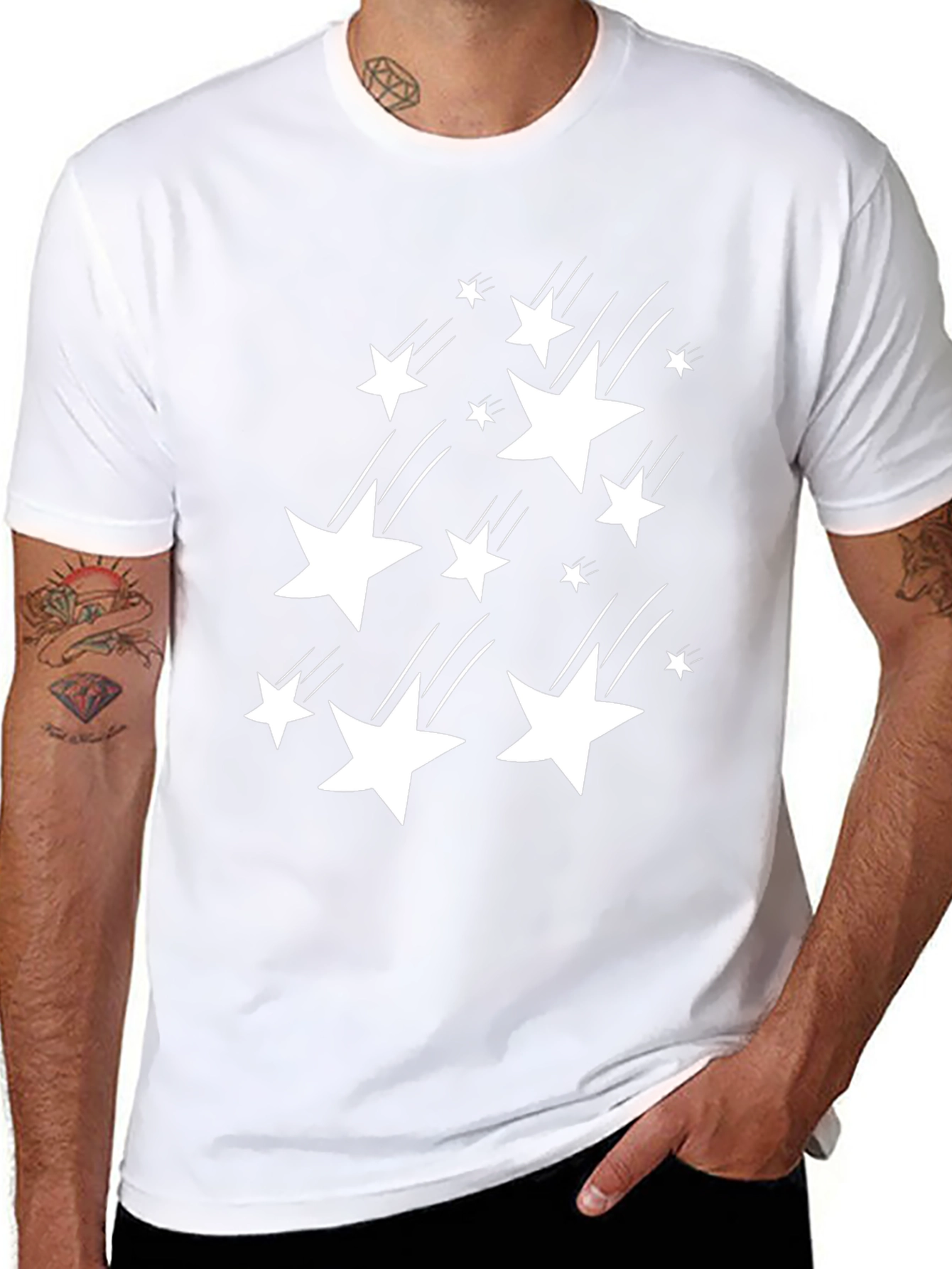 Stylish Black T-Shirt with White Star Design