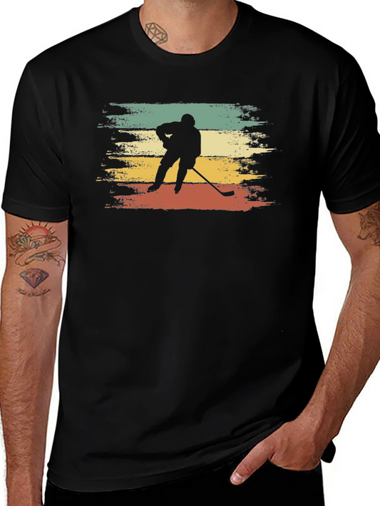 Vintage Hockey Player Black T-Shirt