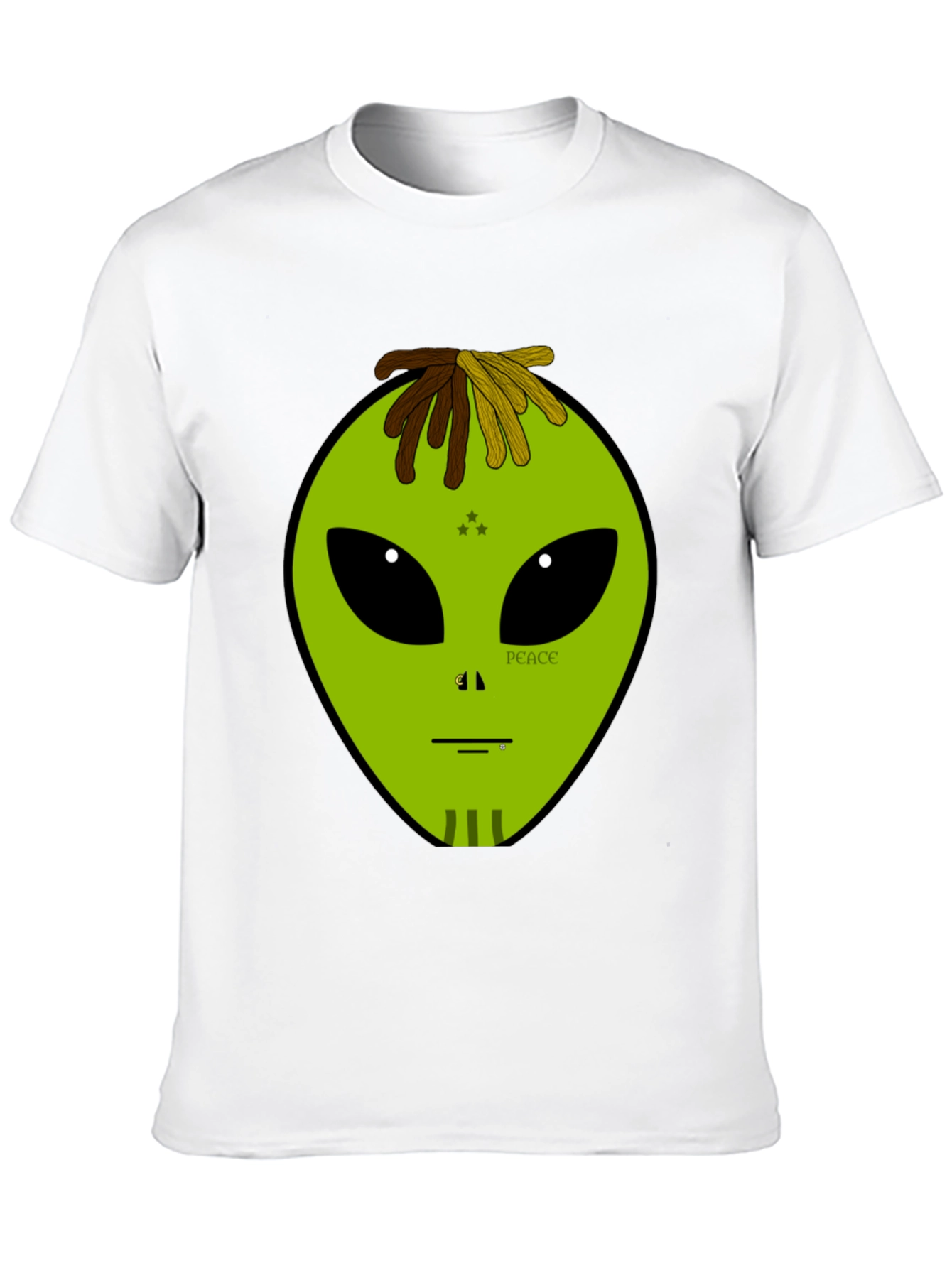 Alien Head Peace Sign Graphic Black T-Shirt