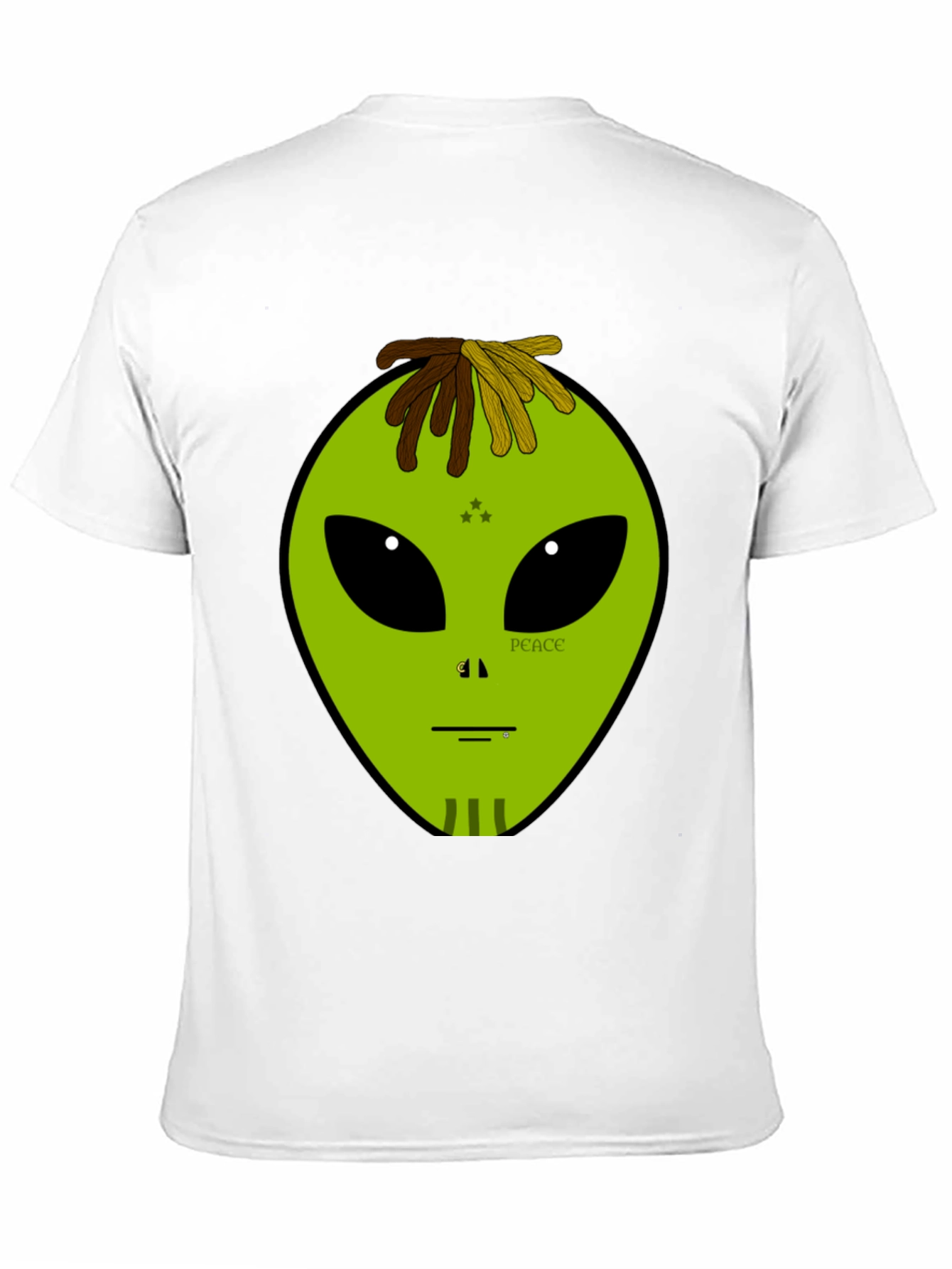Alien Head Peace Sign Graphic Black T-Shirt