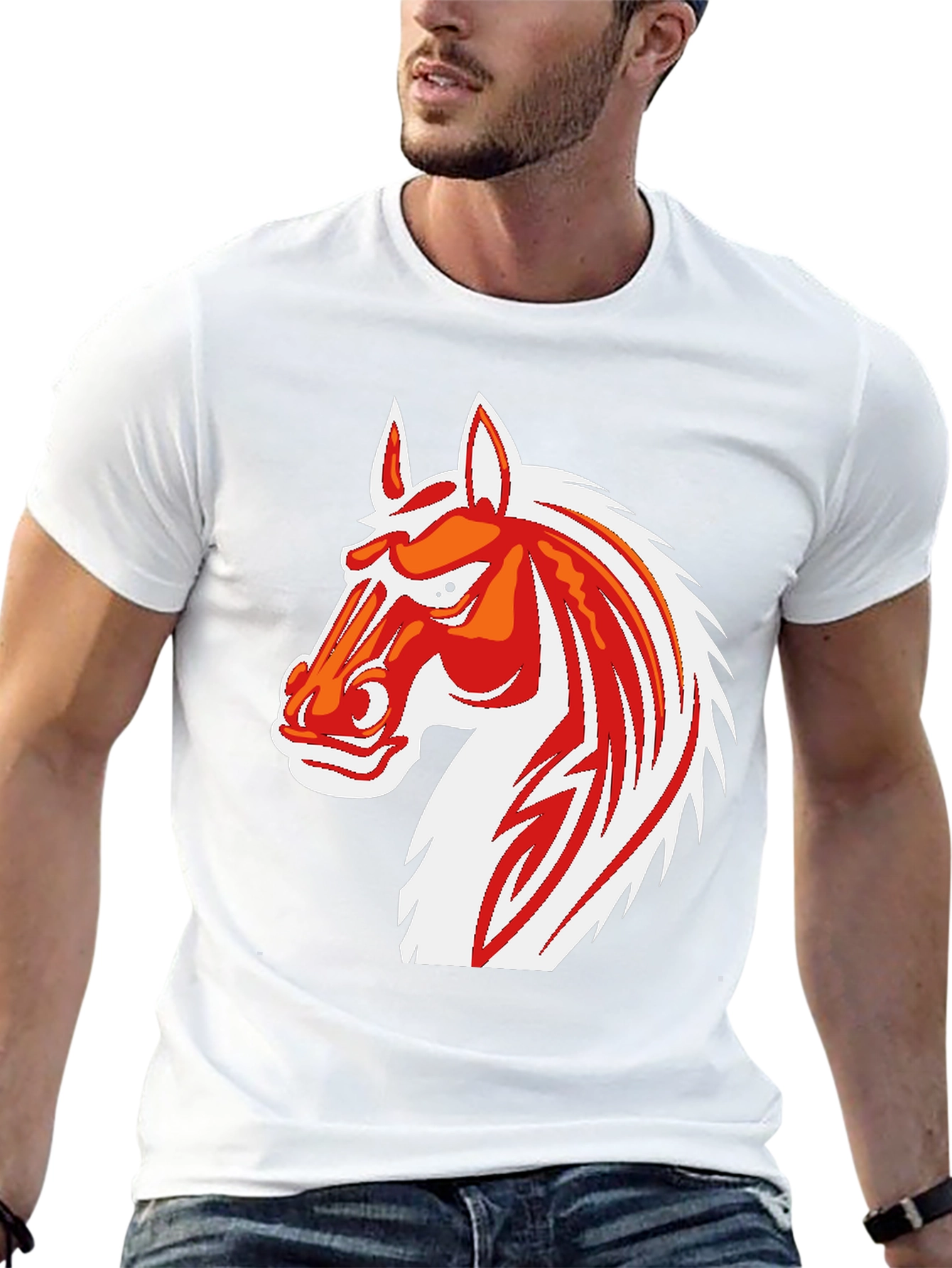 Cool Horse Graphic Print Black T-Shirt