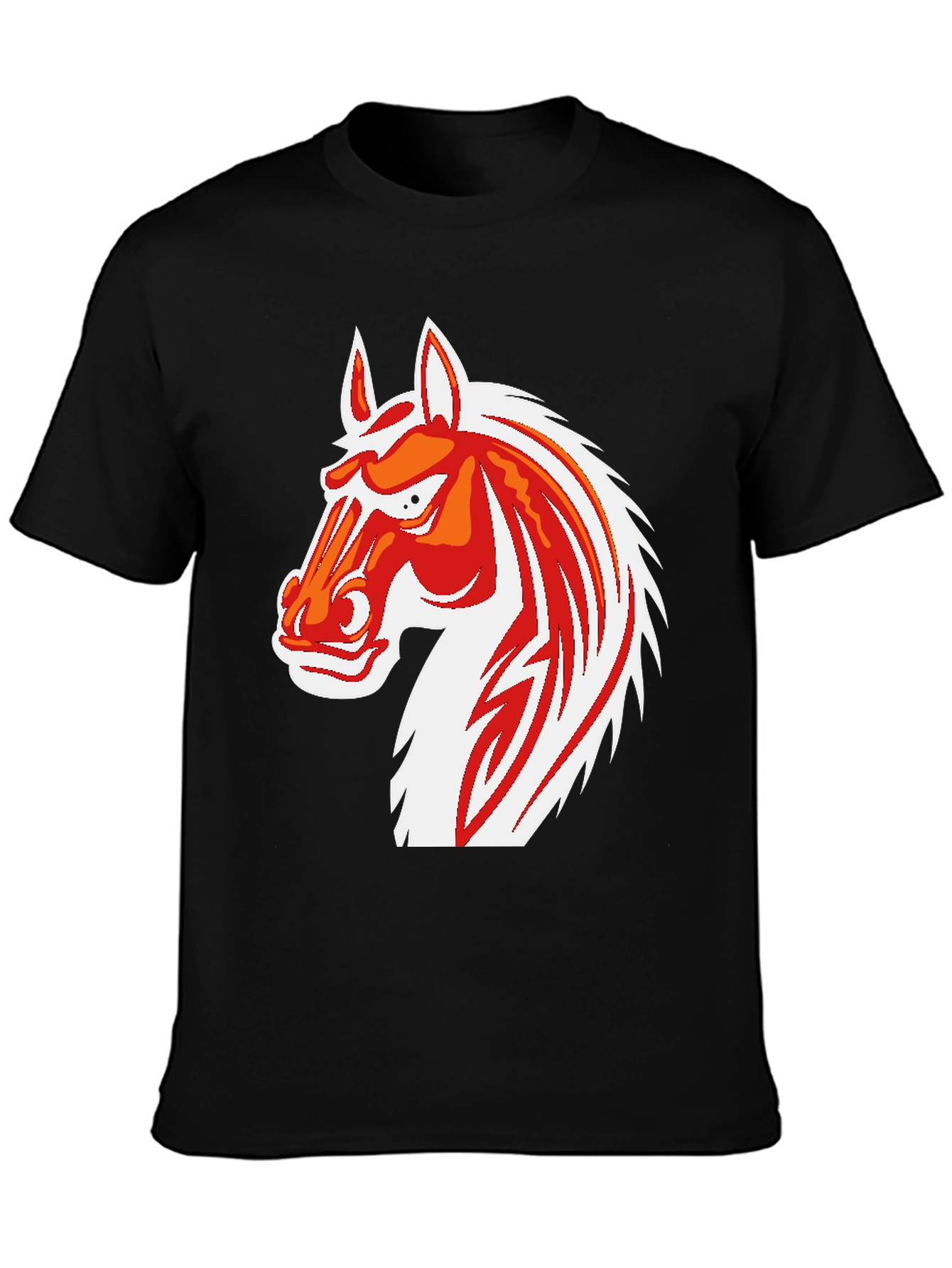 Cool Horse Graphic Print Black T-Shirt