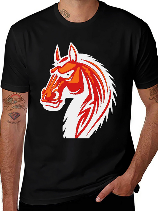 Cool Horse Graphic Print Black T-Shirt