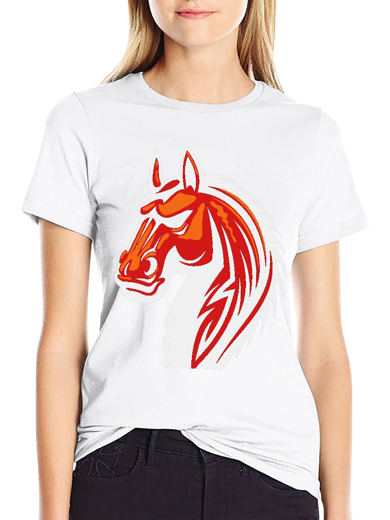 Cool Horse Graphic Print Black T-Shirt