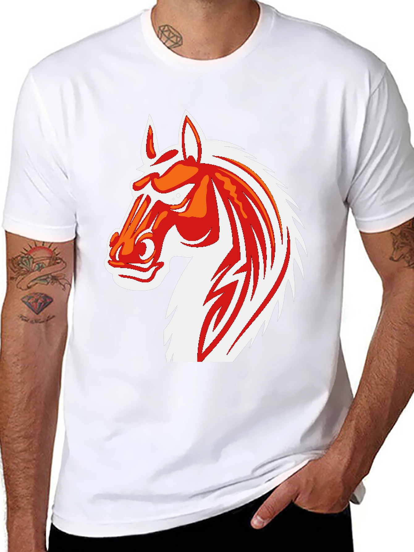 Cool Horse Graphic Print Black T-Shirt