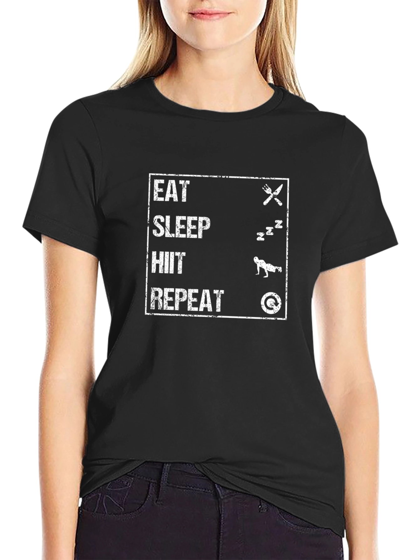 Eat Sleep HIIT Repeat Black T-Shirt