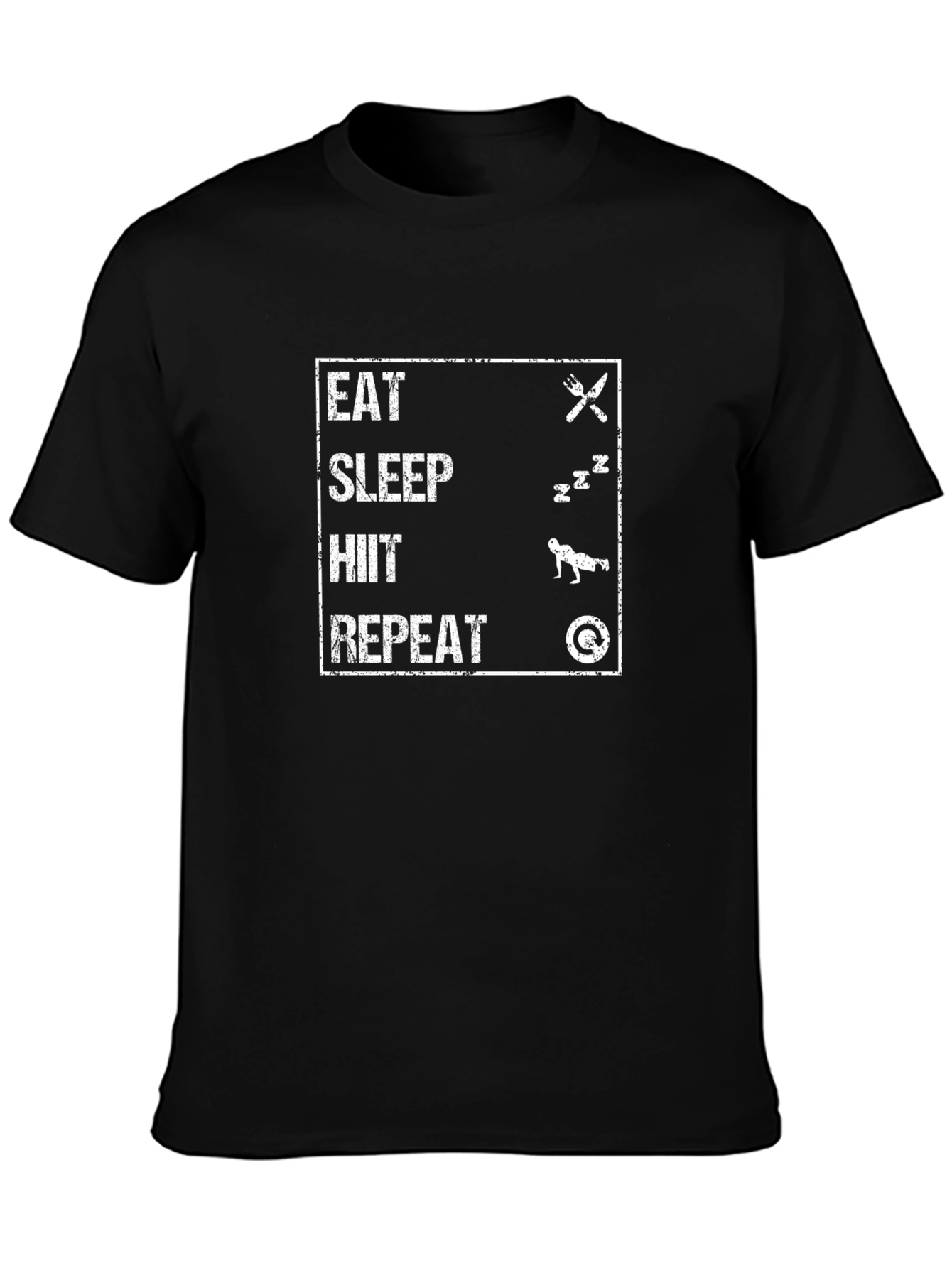 Eat Sleep HIIT Repeat Black T-Shirt
