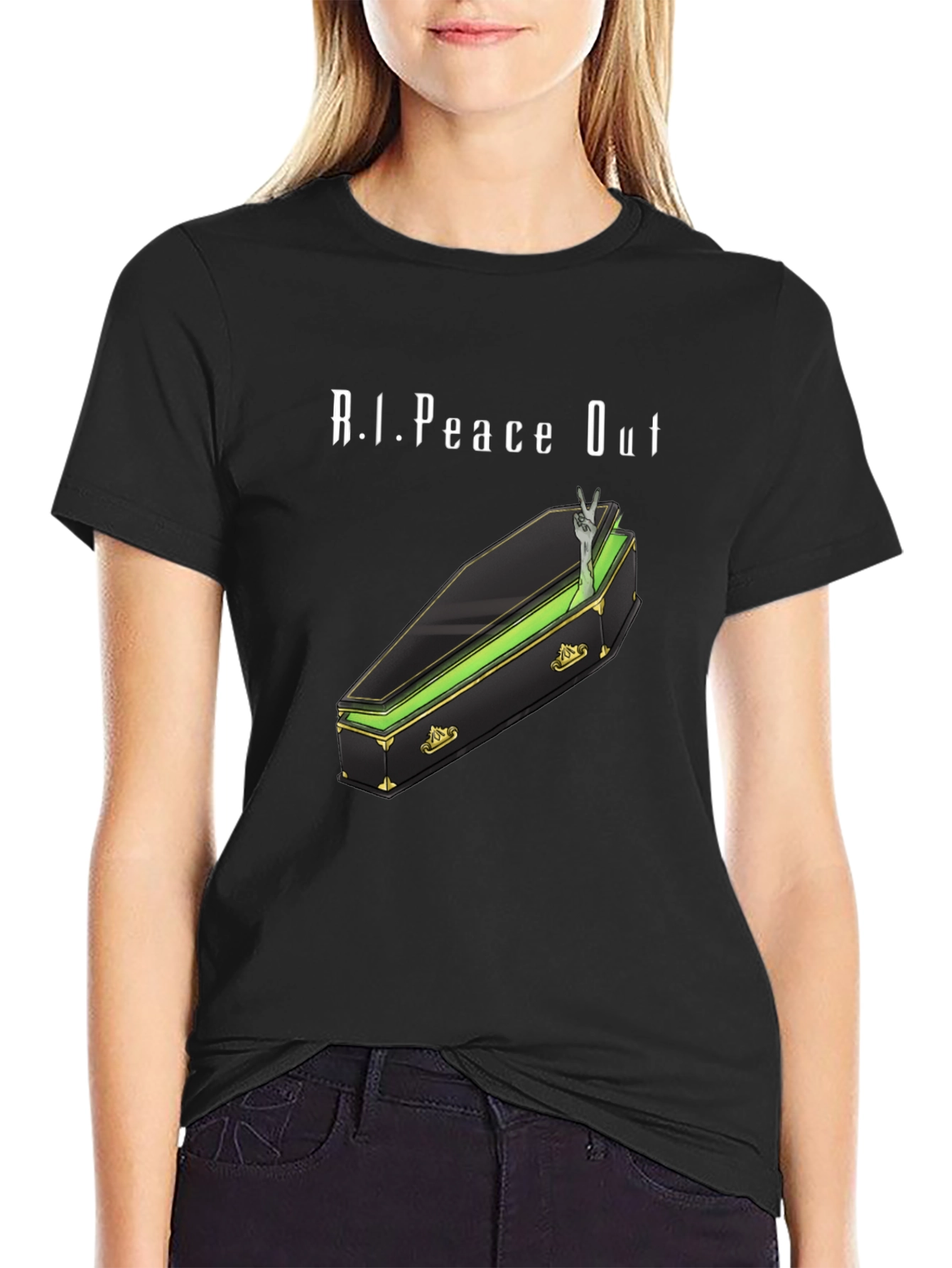 R.I.Peace Out Graphic Tee - Coffin & Peace Sign