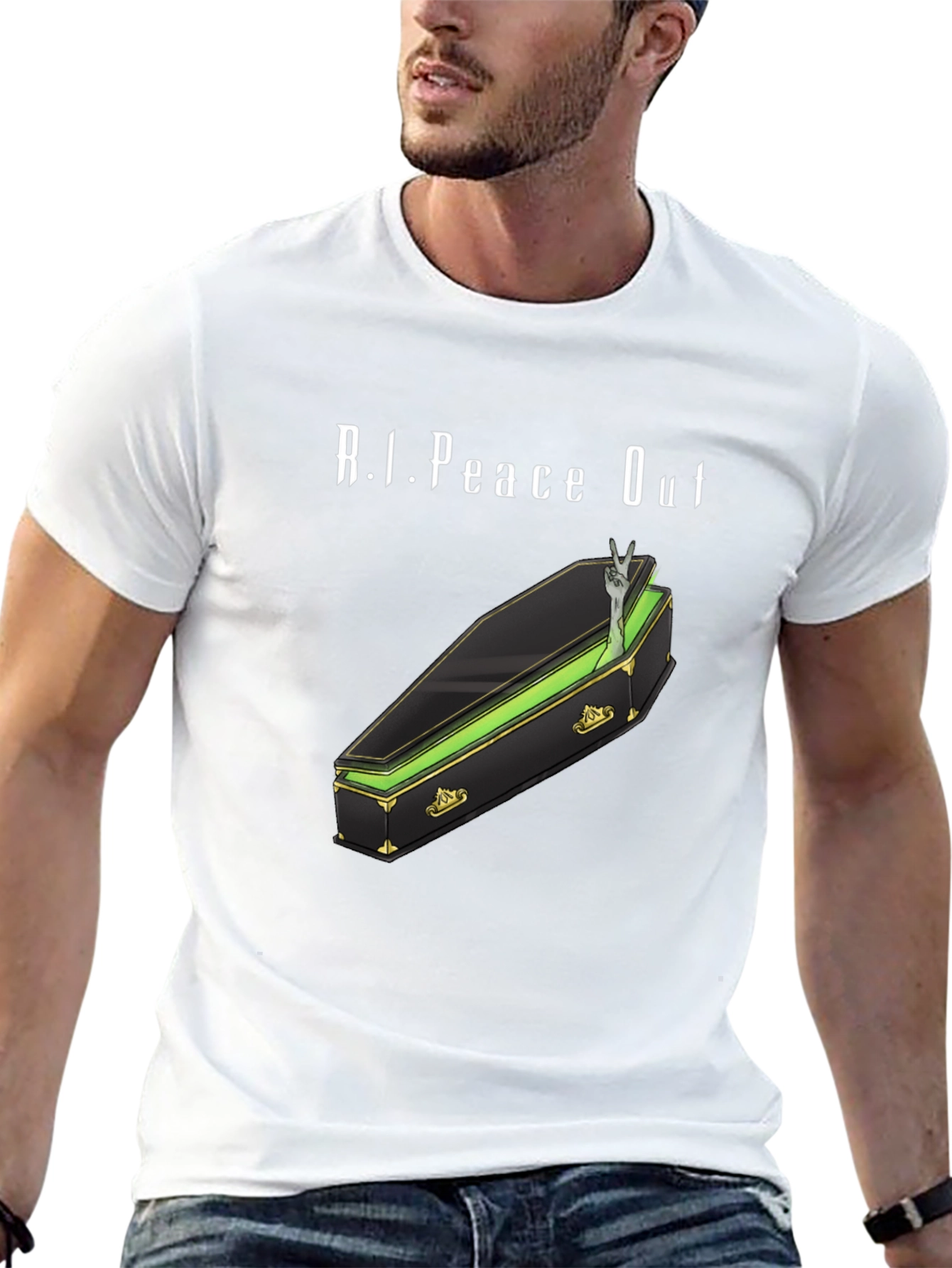 R.I.Peace Out Graphic Tee - Coffin & Peace Sign