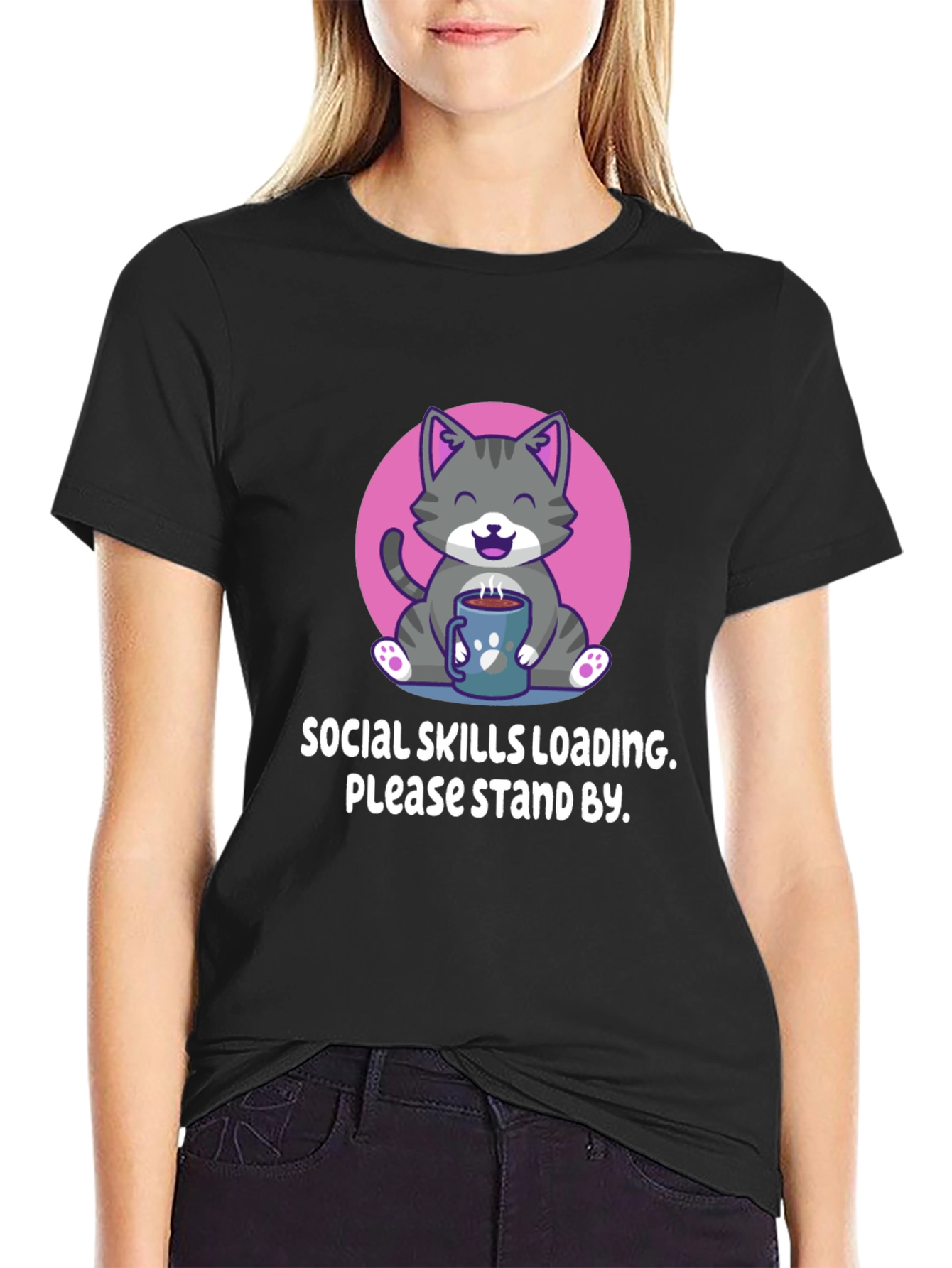 Social Skills Loading Cat T-Shirt