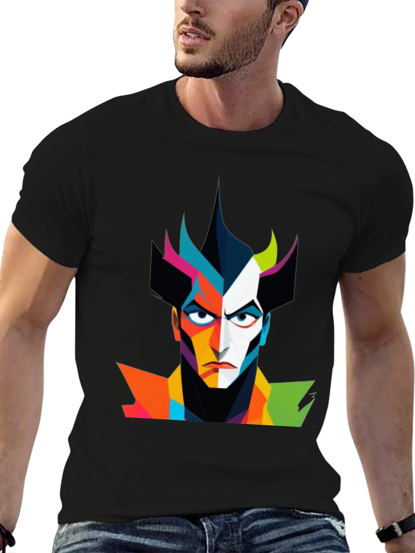 Abstract Villain Graphic Black T-Shirt