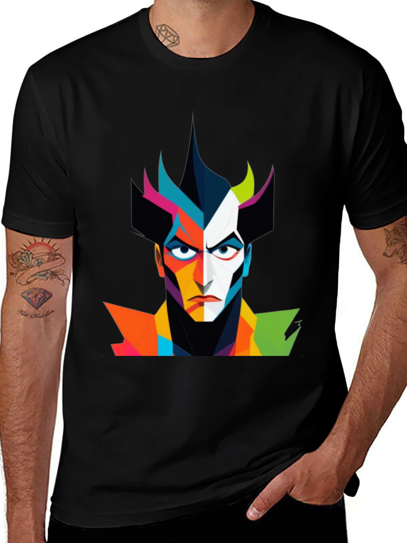 Abstract Villain Graphic Black T-Shirt