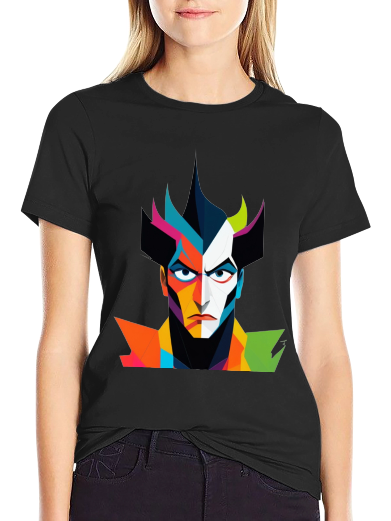 Abstract Villain Graphic Black T-Shirt