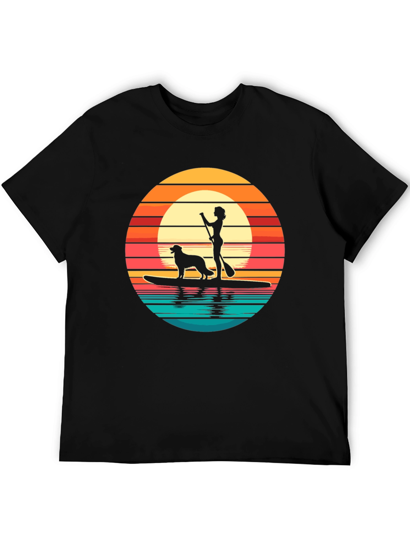 Sunset Paddle Board Dog Graphic Tee