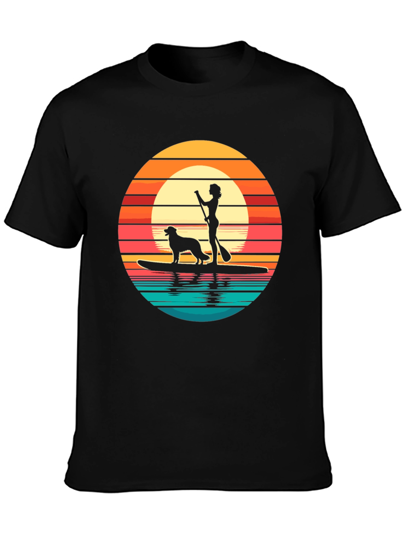Sunset Paddle Board Dog Graphic Tee