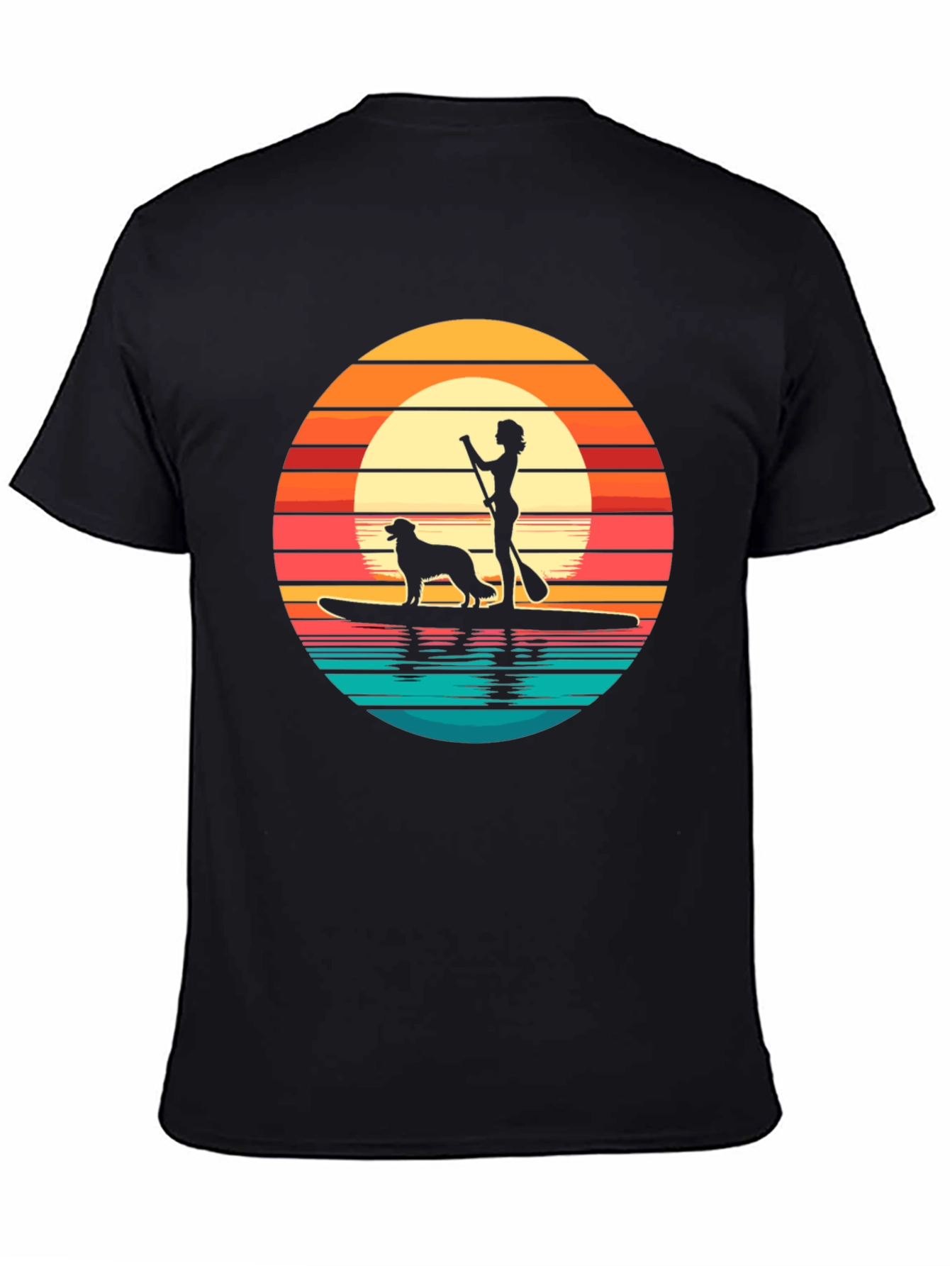 Sunset Paddle Board Dog Graphic Tee