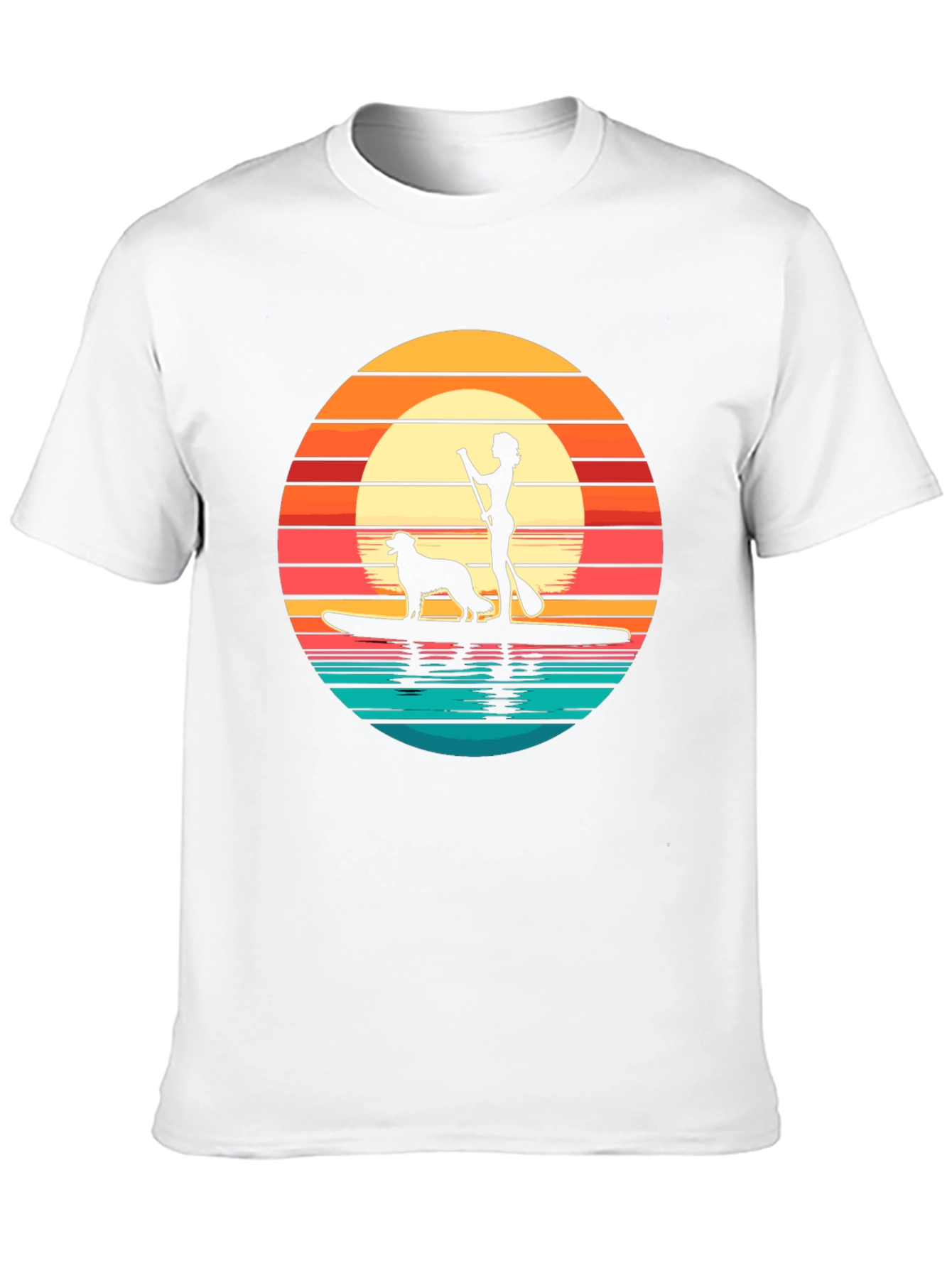 Sunset Paddle Board Dog Graphic Tee