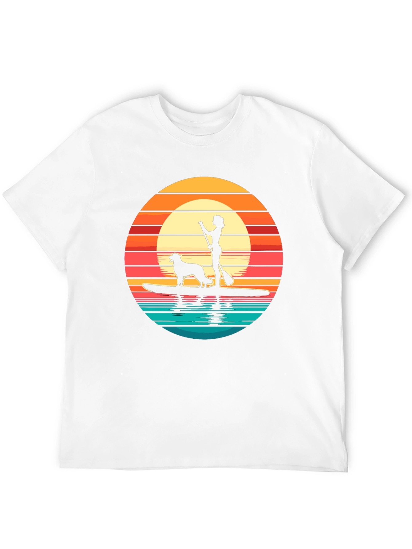Sunset Paddle Board Dog Graphic Tee