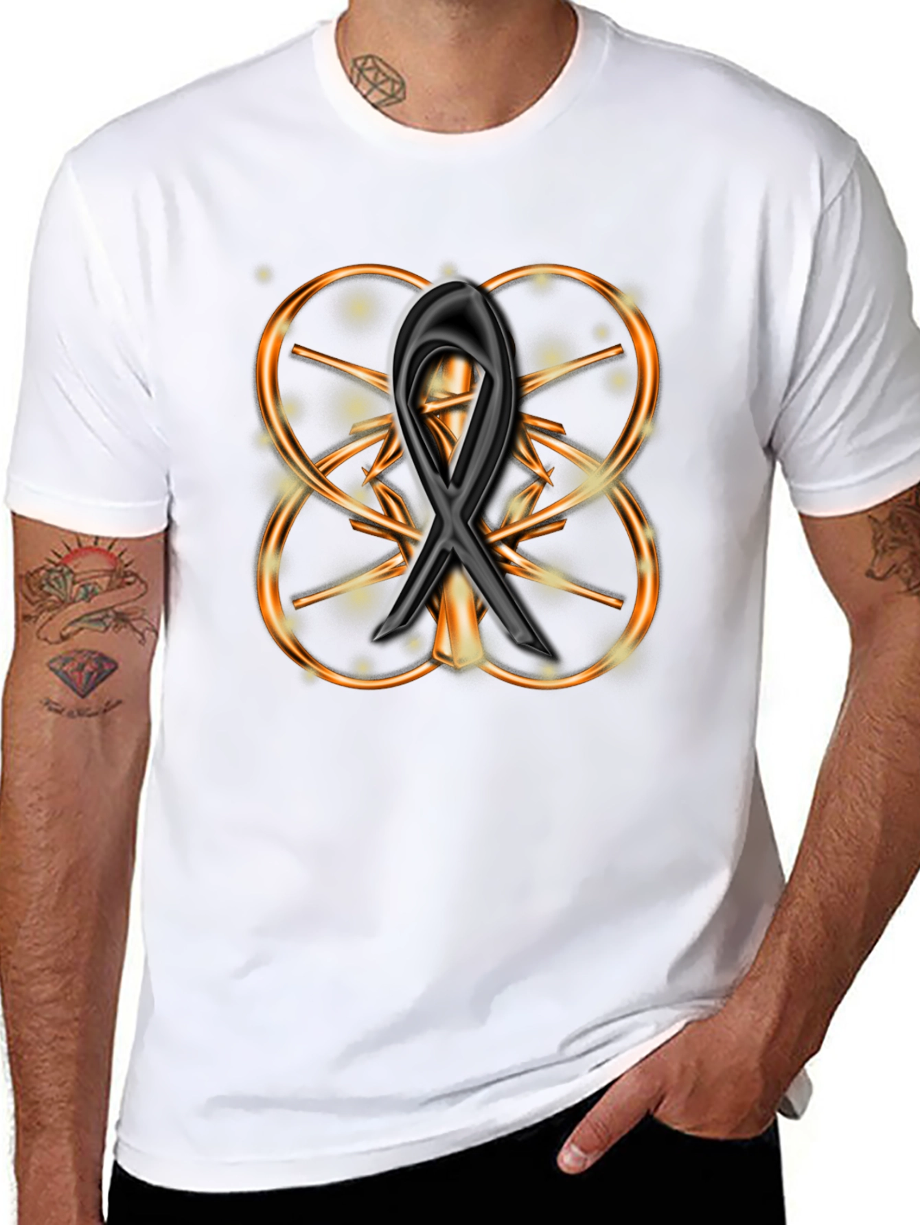 Elegant Black Ribbon Design Graphic Tee