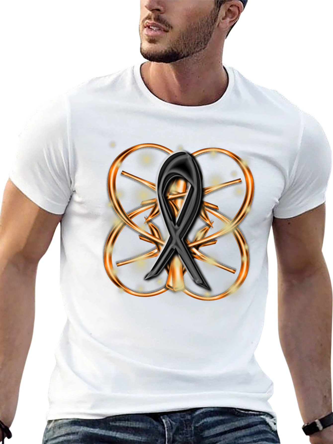 Elegant Black Ribbon Design Graphic Tee
