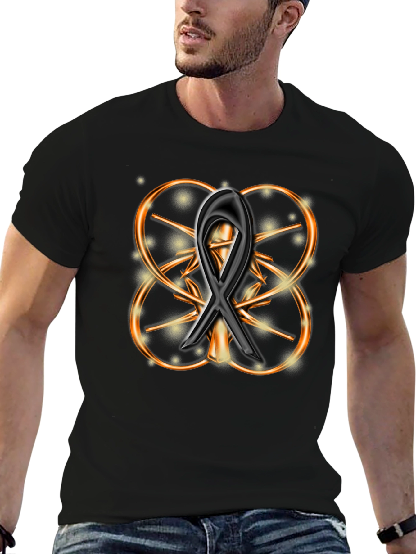 Elegant Black Ribbon Design Graphic Tee
