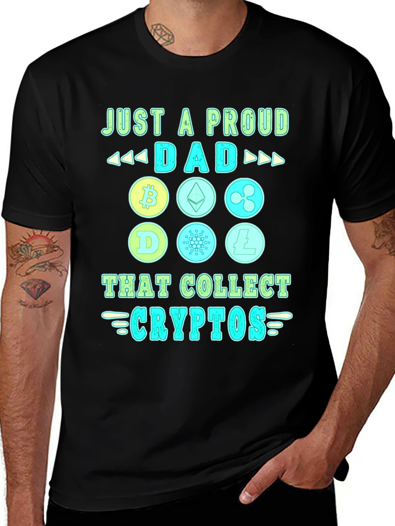 Proud Dad Crypto Collector Black T-Shirt