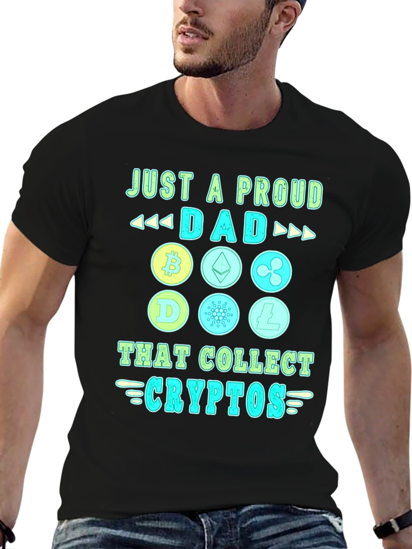 Proud Dad Crypto Collector Black T-Shirt