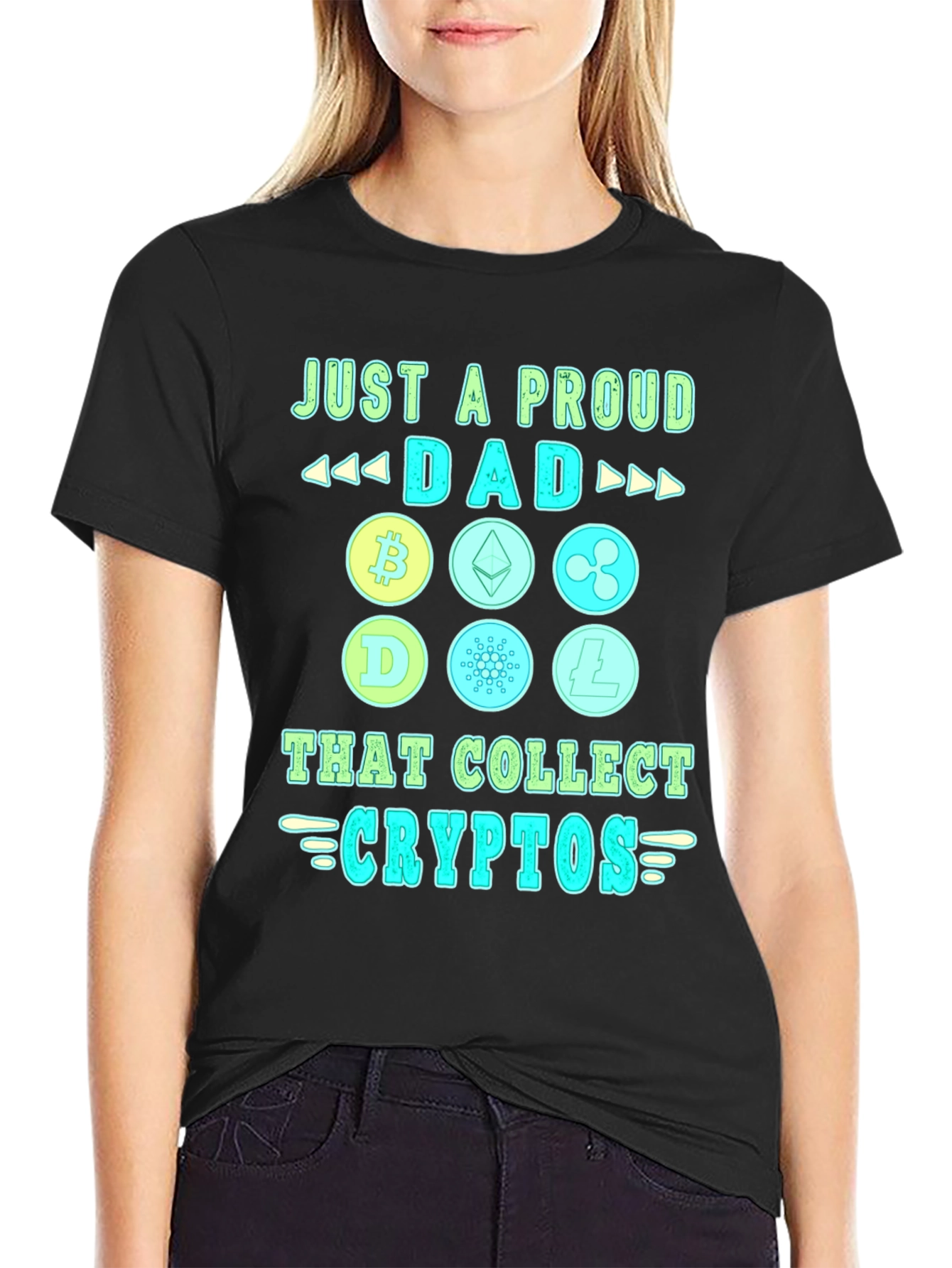 Proud Dad Crypto Collector Black T-Shirt