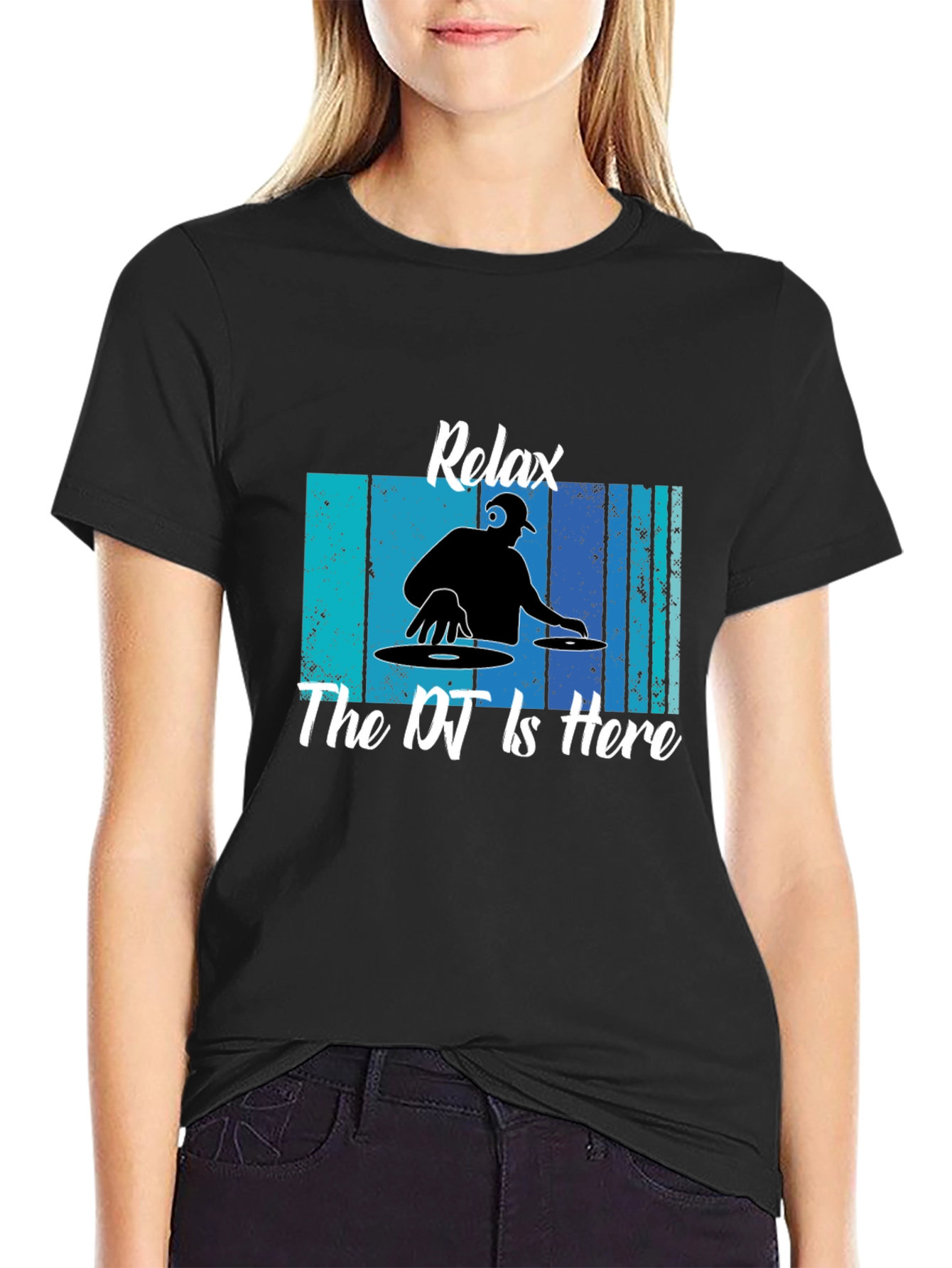 Relax The DJ is Here Black T-Shirt