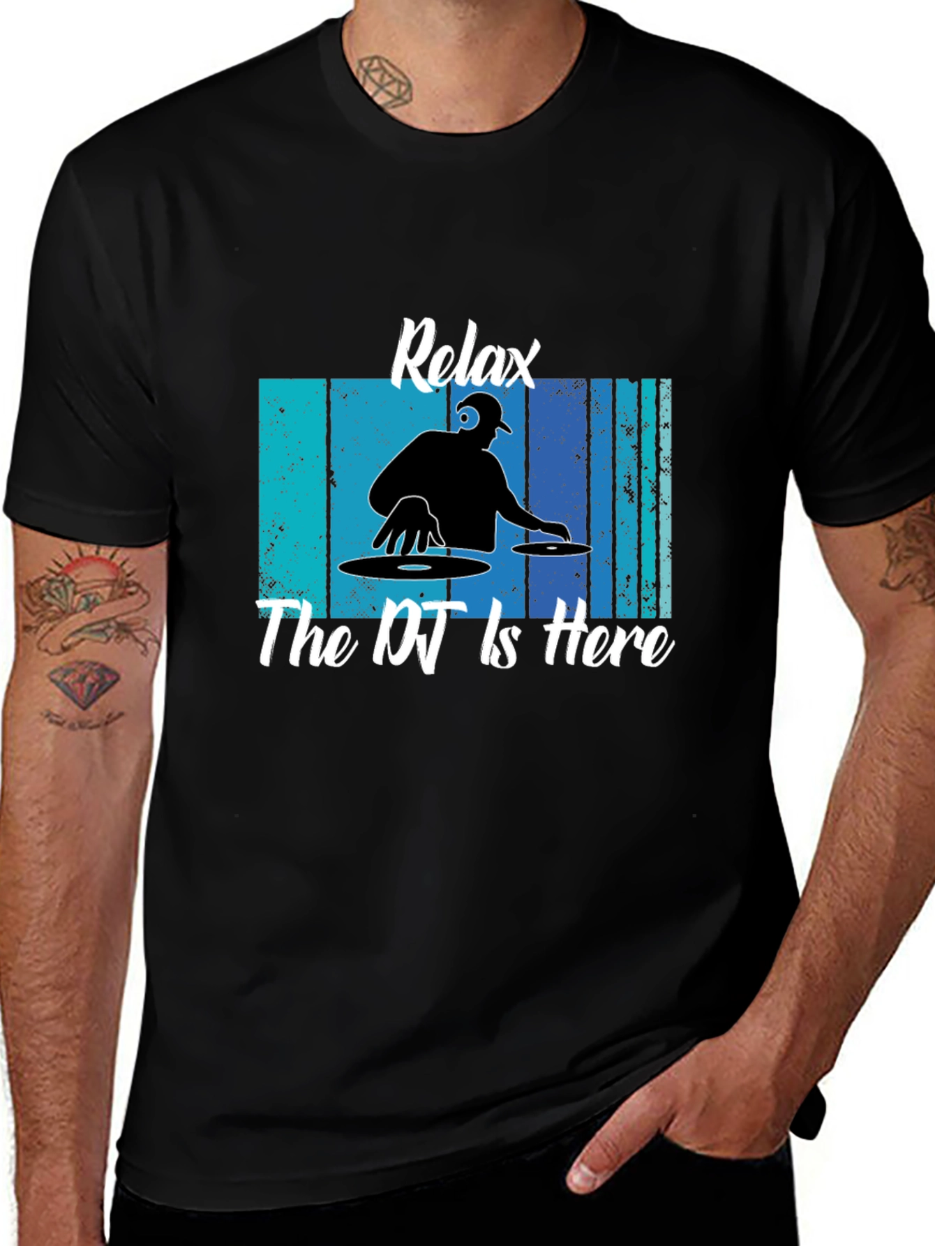 Relax The DJ is Here Black T-Shirt